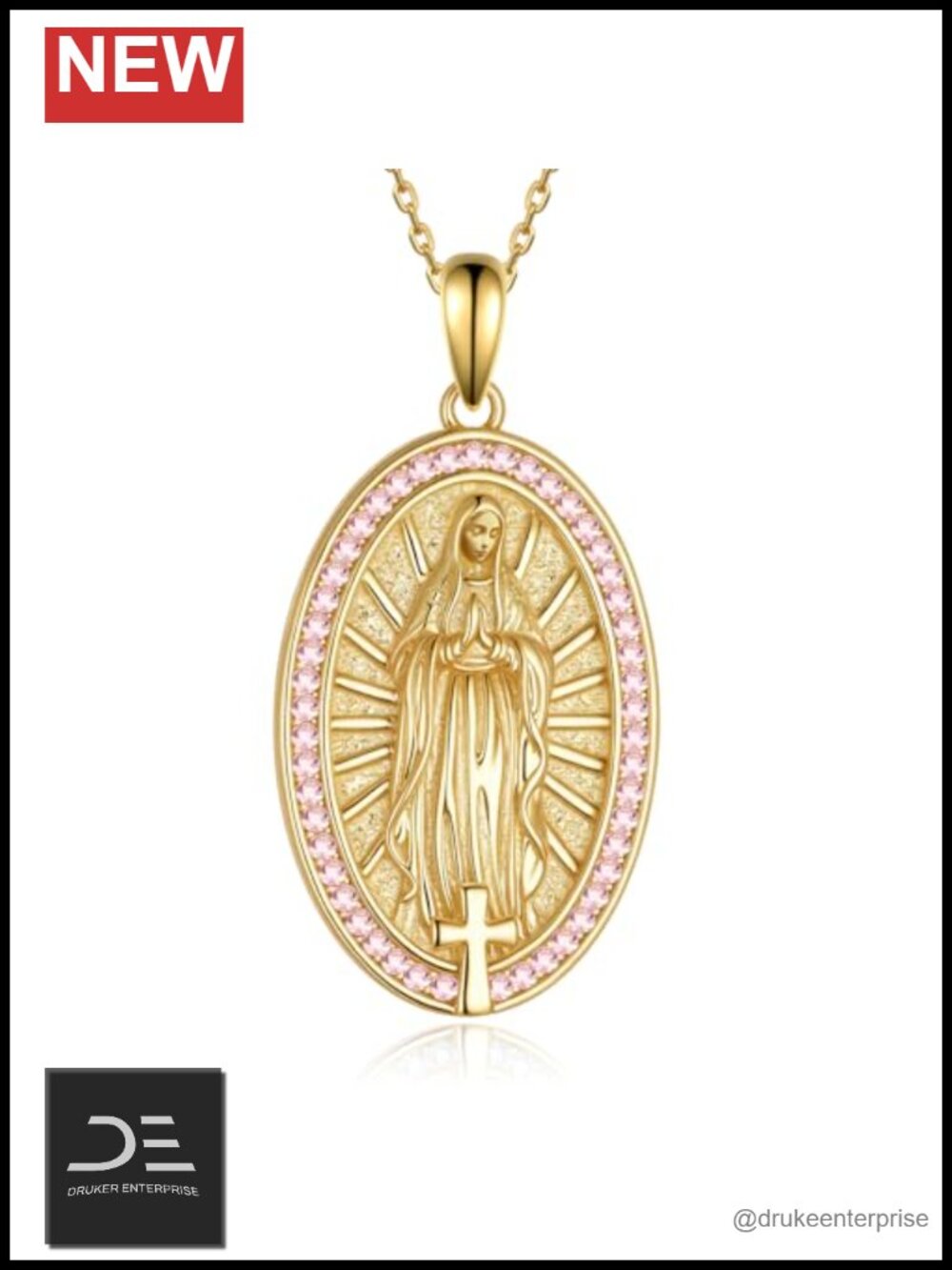 925 Sterling Silver Virgin Mary Pendant Necklace Catholic Jewelry